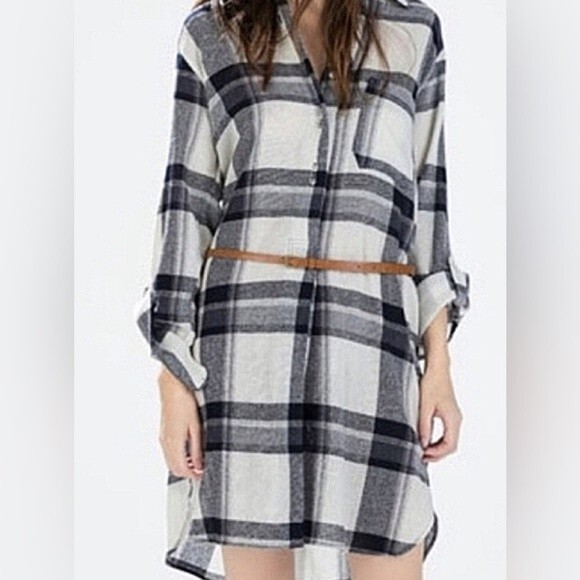 Zara Wool Plaid Shirt Dress XS - Picture 1 of 8
